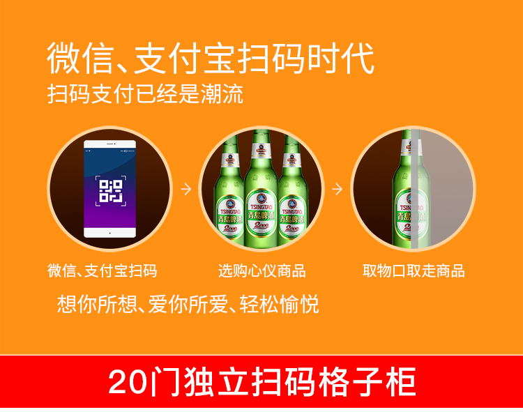 優(yōu)趣生活自動(dòng)售賣機(jī) 獨(dú)立掃碼20門格子柜 無人新零售(圖2)